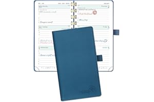 POPRUN Academic Pocket Diary 2024-2025 Slim (16.5x9 cm) Week to View Spiral 17 Months (Aug'24 - Dec'25) Small Diary,Mid Year Weekly Planner PU Leather Cover (Night Sky Blue)