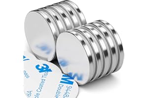 GRTARD Pack of 10 Neodymium Magnets 30 x 3 mm 8 kg Pull Neodymium Magnets Extra Strong Magnets with Double-Sided Adhesive, Strong Magnets Permanent Rare Earth Magnets for Whiteboard, Fridge, Crafts