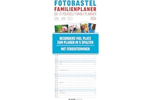 ‎ALPHA EDITION Foto-Bastel-Familienplaner 2024 - Bastelkalender zum Aufhängen - 19,5x45 cm - datiert - mit 5 Spalten - Fotokalender - Familienkalender - Wandkalender