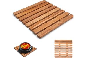 LEDDY LIVING Podstawka z drewna bambusowego, odporna na ciepło, mata stołowa na patelnie, gorące i wrzące, z prawdziwego drewna bambusowego