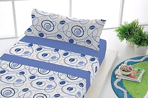 SABANALIA - Juego Sábanas Franela Dance (Disponible en Varios tamaños y Colores) - Cama 90, Azul