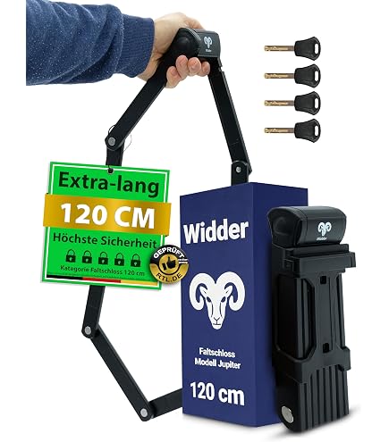 Robust foldable bicycle lock, maximum security, 90 cm length, bracket with easy assembly and 2 keys, safety and comfort guaranteed. Sports & Outdoors