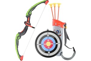 Gvolatee Arco y Flechas para Niños, Tiro con Arco Niños con LED, Arcos y Flechas, Bow and Arrow for Kids, Arco de Juguete con 3 Ventosa Flechas, 1 Carcaj y 1 Diana, para Interiores y Exteriores