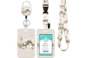 DUOUPA Ausweishülle mit Band, Ausziehbarer Schlüsselanhänger Badge Holder, Schlüsselband mit Karabiner für Frauen, Lehrer, Krankenschwester, Doktor, Student(Fette Katze)