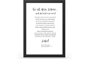 Urhome DIN A3 Kunstdruck Definition Es ist dein Leben inkl. Rahmen Schwarz - Worterklärung wie im Duden Lexikon als Wanddeko Spruch-Poster Deko Wandbild mit Spruch gerahmt für Wohnung Familie Geschenk