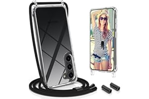 UYMO Funda con Cuerda para Samsung Galaxy S23 6.1"- Case para Anti-Caída con Cordón, Correa Colgante Ajustable Collar Correa de Cuello Cadena Cover, Fundas para teléfonos móviles Galaxy S23,Negro
