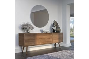 foxydry Specchio tondo da parete, specchio rotondo per bagno, specchiera da parete senza cornice (100 cm)