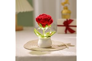 ‎BIXUFCAI Bixufcai Geschenke für Frauen Gestrickte Blumen Mit LED Lichter Handgemachter Topfpflanze Exquisite Gestrickte Blumen für Romantisch Dekoration Geschenk zum Muttertag Valentinstag Jubiläum
