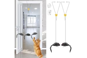 Adiwo Wisząca na drzwiach mysz Interaktywna zabawka dla kota, 2-częściowa interaktywna zabawka dla kota z dwiema pluszowymi myszami, zabawka dla kotów