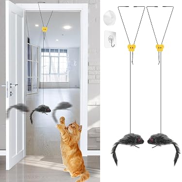 Chiwava 24 Stuks Regenboogkleurige Harige Kattenmuizen Met Rammelaar – 2,8 Inch, Interactief Speelgoed Voor Katten