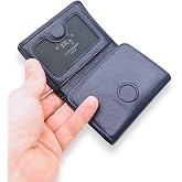 WillPolo Garnet Hakiki Deri Uniseks C&uuml;zdan - Mıknatıslı, Katlamalı Minimalist Kartlık - Lacivert