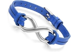 Flongo - Pulsera de cuero para hombre y mujer, diseño elegante, ajustable para uso diario, 7 colores disponibles, regalo original de San Valentín, 230 mm, Cuero, sin piedra