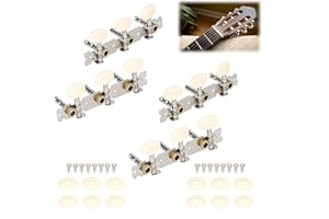 HJYDGJ Klassischer Gitarren 2 Paar Stimmwirbel Mechanische Stimmwirbel für Gitarre Gitarre Mechaniken Knöpfe Stimmschlüssel für Klassische Gitarre (Dreireihig-ABS-Doppelloch)