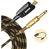 EBXYA USB Gitaar Kabel USB naar 6.35mm Gitaar Interface 3M USB naar TS 1/4 gitaar Jack Kabel voor Gitaar Bas naar Computer Mu