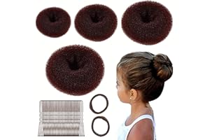 KJZEEX Zestaw 4 sztuk do robienia koka, 2 elastyczne opaski do włosów, 30 w kształcie litery U, spinka do włosów, poduszka do koka, dla dzieci, dziewcząt i kobiet (kolor brązowy 2)