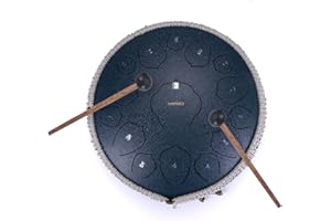 MIRIO Zungentrommel 15 Töne, 14 Zoll Steel Tongue Drum, Navy Stahlzungentrommel C-Dur mit Trommelschlägeln, Tragetasche