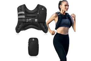 ZELUS Gilet Lesté 5kg/10kg/15kg/20kg Barre de Poids Réglable Veste Lestée de Course Entraînement pour Hommes Femmes Musculation Exercice Sports Gym Fitness Intérieur Extérieur, Noir