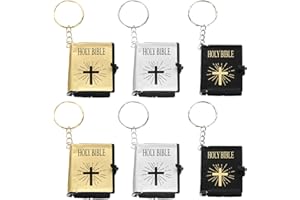 ULTNICE 6 Pcs Holy Bible Keychain English Bible Miniature Book Keyring Little Christian Jesus Cross Pendant Bag Ornament For Religious Church Souvenir
