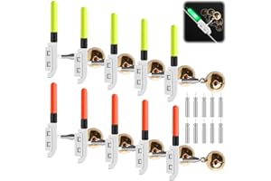 GOMETY 10 Stücke Angeln Alarm Glocke, Nachtlicht Knicklicht Angeln, Nachtlicht LED Knicklichter Angeln Mit Schnalle und Glocken, Wasserdicht Licht Sticks mit AkkuNachtangeln Biss Alarm für Angelrute In