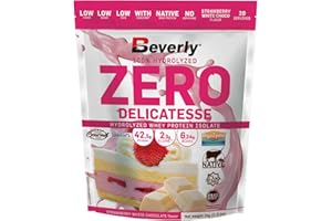 BEVERLY NUTRITION Beverly Zero Delicatesse - Proteína Hidrolizada de Suero con Digezyme y Tolerase - 1 Kg - 29 g de proteína por ración - 28 servicios - Excelente digestibilidad - Sabor (CHOCOLATE BLANCO FRESA)