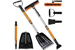 STFYUG 5 in 1 Snow Brush Scraper di Ghiaccio, Raschietto per Ghiaccio per Auto con Scopa, Spazzola da Neve per Auto, Scraper di Ghiaccio, per Parabrezza SUV, Camion, Veicolo