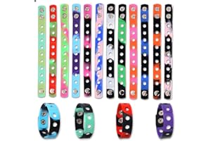 SAVITA 16pcs Silicone Bracelets with Holes for Charms Colorful Rubber Charm Wristbands Silicone Adjustable Bracelets with Camouflage Pattern for DIY Crafts Birthday Party Favors (7inch Long)