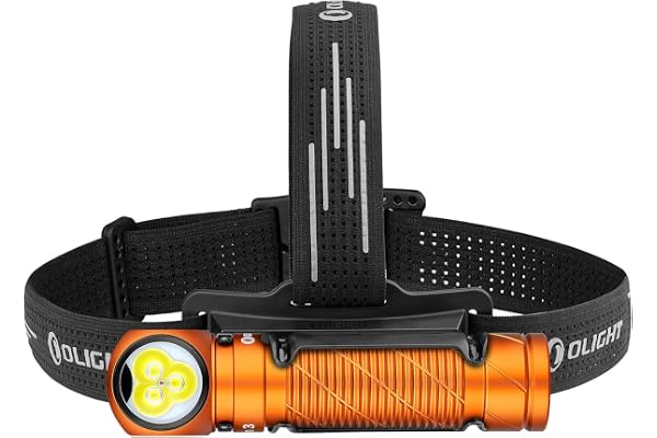 OLIGHT Perun 3 Lampe Frontale Ultra Puissante Rechargeable USB EDC 3000 LM Portée Max. 160 Mètres Torche Clignotant 7 Modes Étanche IP68 Headlamp LED Feu Rouge Pour Camping Orange