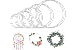 Forbabe 15 Stück Metallring Set Drahtringe Deko Ringe 10/15/20/25/30cm Metallringe zum Basteln Aufhängen Traumfänger für DIY Hochzeits-Tisch-Dekorationen Handwerke (Silber)