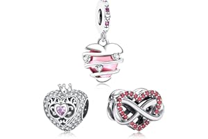 Doyafer 925 Pendentif Cœur en argent sterling rat de dessin animé pendentif couronne Rose pendentif cadeau amoureux 3pcs / Set