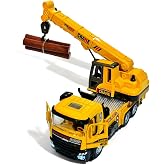 Metal with Toy Sound and Light 1:28 Scale Check Drop Construction Vehicles Die Cast Model Construction Machinery with Openable Doors (Crane-1)