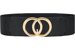 JasGood Damen Breiter Elastischer Taillengürtel Vintage Stretchy Kleid Gürtel Hüftgürtel mit Gold O-Ring Schnalle