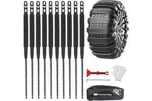 Oziral Cadenas de Nieve Automáticas Universal - Tipo de Chenille de Fijación Rápida para Neumáticos 165-255 - 10 Piezas Antideslizante de Emergencia para Vehículo, SUV, Camión