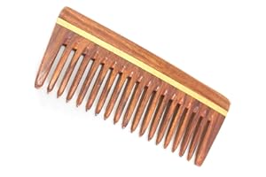 eSplanade Drewniany grzebień dla mężczyzn i kobiet - brązowe drewno Sheesham ręcznie wykonane antystatyczne włosy na głowę, broda, wąsy z bezpłatną torbą do noszenia (szeroki grzebień szampon)