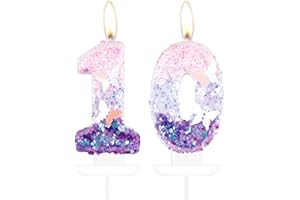 MCISKIN Candele per torta a forma di farfalla numero 10, candele per torta di 10° compleanno, decorazioni per torta per 10° compleanno, candele di compleanno a farfalla viola rosa, decorazioni per torte a
