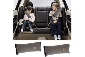 Furforstk protector cinturon coche niños 2 piezas almohadilla cinturon cochegris protector cinturon coche acolchado grueso funda cinturon coche, evita que el cinturón de seguridad corte el cuello