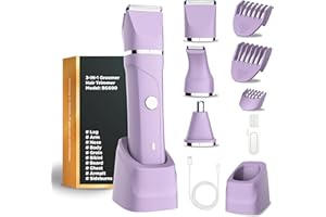 RAXMETRY Afeitadora Mujer, 3 en 1 Rasuradora Mujer zona Intima para Bikini Axilas Brazos Cara Nariz, Recortadora Mujer zona Intima, Afeitadora Electrica Mujer Con Base de Carga Type-C, Impermeable IPX7