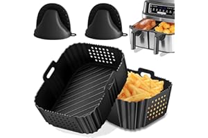 DICTIEN Accessoires Air Fryer pour Ninja Foodi MAX Dual Zone 9.5L AF400EU/7.6L AF300EU, Moule Silicone Air Fryer pour Ninja Double Stack xl 9.5L SL400EU, Réutilisable Plat Airfryer