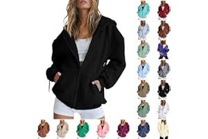 HOOUDO Women's Zip Up Hoodies Oversized Thin Lightweight Hooded Jackets Casual Long Sleeve Sweatshirts with Pockets Loose Y2K Hooded Coats Outfits