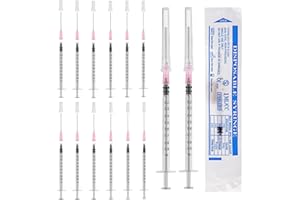 JOYSKY 12 Stück 1ml Spritzen Set mit Luer Kunststoffspritze Spritzen Set mit stumpfen Nadeln zum Nachfüllen Messen von Öl Kleber Flüssigkeiten Haustieren Wissenschaftlichen Laboratorien Spritze mit Nadel