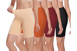 HBselect 4Pcs Panty Coton Cycliste Short Femme Long Culottes Femmes sous Jupe Shorts Pantalon De Sécurité Doux Stretch Leggings Pantalon De Yoga Court Plus Boxer Shorty Legging Boxer Caleçon