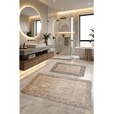Pamukkent S&uuml;per Emici 2'li%100 Pamuk Ultra L&uuml;ks Banyo Paspası Seti 60x100 cm ve 50x60 cm (Kahverengi)