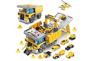 kramow Camiónes Grandes de Juguete, Camión Coches de Juguete para Ninos 11 in 1, Transportador Coches con Vehículo de Ingeniería, Garaje Coches Juguete, Regalo para Niños Niñas 3 4 5 6 7 años