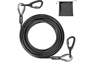 TOFEER Pet Leash for Dogs up to 125 Pounds, 6 m Dog Lead for Garden, Durable Long Dog Lead with PVC Coating, Dog Harness for Outdoor Camping Black