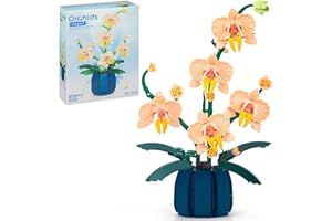 HIGH GODO Orchidee Pflanzen Bausatz 606 Teil, Blumen Bonsai Bausteine Set, Home Büro Deko, Geburtstag Weihnachten Geschenke für Erwachsene oder Mädchen ab 6 Jahren, Nicht Kompatibel mit Lego
