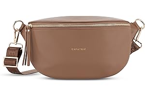 Expatrié Riñonera Mujer Marron - Alice Medium - Bolso Canguro de Cuero Vegano para Festivales, Viajes y Todos los Días - Bolsa de Cintura Elegante - Repelente al Agua