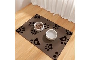 Bleswin Tapis d'alimentation pour Animaux 40x60cm, Tapis Absorbant pour la Gamelle du Chien, Tapis Antidérapant pour Les Chiens, Tapis pour la Gamelle du Chien pour Les Buveurs Désordonnés, Marron