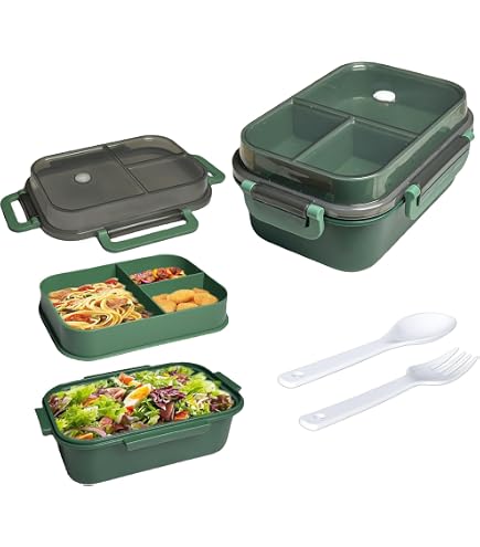 Bento Box 2 Pezzi Per Snack E Pranzo - Contenitori Con 4 Scomparti A Prova Di Perdite - Impilabili Per Lavoro, Picnic, Viaggi (Blu E Rosa)