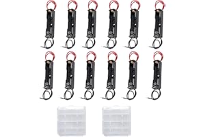 VISSQH 12 pezzi AAA portabatterie,1 x 1.5V portabatterie,AAA Batteria Holder Box,AAA Battery Clip,AAA Portabatterie in Plastica con Cavi(nero)