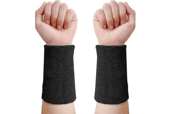 Svettband armband set, mjuka tjocka absorberande handled svettband för gym basket tennis löpning övning, skyddande elastisk sport handled svettband män kvinnor, 8 x 15 cm 2 st