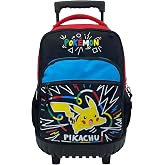 CYPBRANDS - Pikachu Backpack with Trolley Compact, Colourful Colourful, Durable, School Backpack with Wheels, Gift for Childr
